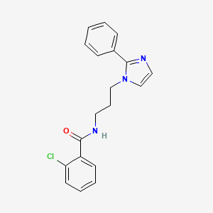 molecular formula C19H18ClN3O B2640470 2-chloro-N-(3-(2-phenyl-1H-imidazol-1-yl)propyl)benzamide CAS No. 1421489-52-2
