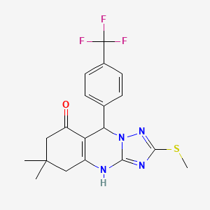 6,6-dimethyl-2-(methylthio)-9-(4-(trifluoromethyl)phenyl)-5,6,7,9-tetrahydro-[1,2,4]triazolo[5,1-b]quinazolin-8(4H)-one