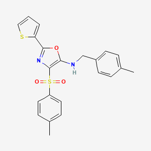 N-[(4-methylphenyl)methyl]-4-(4-methylphenyl)sulfonyl-2-thiophen-2-yl-1,3-oxazol-5-amine