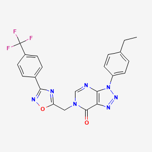 molecular formula C22H16F3N7O2 B2640498 3-(4-ethylphenyl)-6-((3-(4-(trifluoromethyl)phenyl)-1,2,4-oxadiazol-5-yl)methyl)-3H-[1,2,3]triazolo[4,5-d]pyrimidin-7(6H)-one CAS No. 1207051-68-0