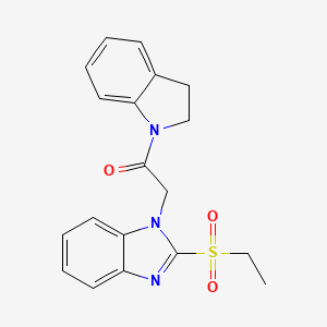 molecular formula C19H19N3O3S B2640502 2-(2-(乙基磺酰基)-1H-苯并[d]咪唑-1-基)-1-(吲哚啉-1-基)乙酮 CAS No. 886924-05-6