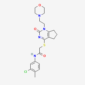 molecular formula C22H27ClN4O3S B2640505 N-(3-氯-4-甲基苯基)-2-((1-(2-吗啉乙基)-2-氧代-2,5,6,7-四氢-1H-环戊[d]嘧啶-4-基)硫代)乙酰胺 CAS No. 946324-53-4