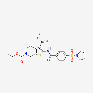 6-ethyl 3-methyl 2-(4-(pyrrolidin-1-ylsulfonyl)benzamido)-4,5-dihydrothieno[2,3-c]pyridine-3,6(7H)-dicarboxylate