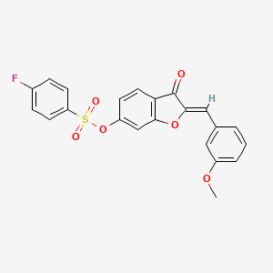 molecular formula C22H15FO6S B2640520 (Z)-2-(3-甲氧基苄叉亚甲基)-3-氧代-2,3-二氢苯并呋喃-6-基 4-氟苯磺酸酯 CAS No. 929413-60-5