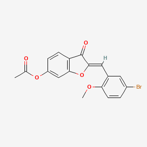 molecular formula C18H13BrO5 B2640523 (Z)-2-(5-溴-2-甲氧基苄叉亚甲基)-3-氧代-2,3-二氢苯并呋喃-6-乙酸酯 CAS No. 622357-94-2