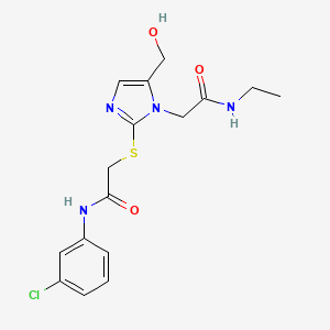 2-[2-({2-[(3-chlorophenyl)amino]-2-oxoethyl}thio)-5-(hydroxymethyl)-1H-imidazol-1-yl]-N-ethylacetamide