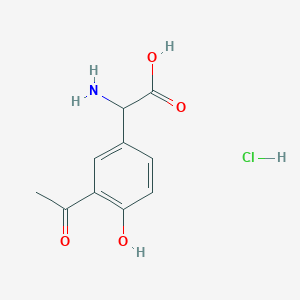molecular formula C10H12ClNO4 B2640569 2-(3-Acetyl-4-hydroxyphenyl)-2-aminoacetic acid;hydrochloride CAS No. 2361665-53-2