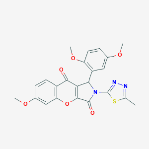molecular formula C23H19N3O6S B264057 1-(2,5-Dimethoxyphenyl)-6-methoxy-2-(5-methyl-1,3,4-thiadiazol-2-yl)-1,2-dihydrochromeno[2,3-c]pyrrole-3,9-dione 