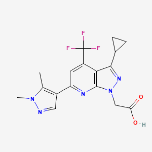 molecular formula C17H16F3N5O2 B2640573 [3-cyclopropyl-6-(1,5-dimethyl-1H-pyrazol-4-yl)-4-(trifluoromethyl)-1H-pyrazolo[3,4-b]pyridin-1-yl]acetic acid CAS No. 1006444-33-2