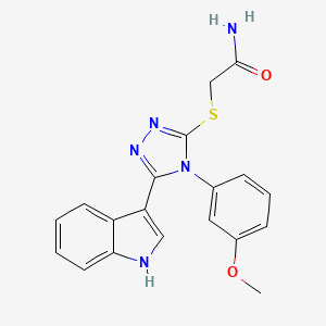 molecular formula C19H17N5O2S B2640577 2-((5-(1H-吲哚-3-基)-4-(3-甲氧基苯基)-4H-1,2,4-三唑-3-基)硫代)乙酰胺 CAS No. 852145-45-0