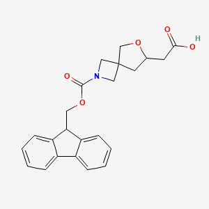 molecular formula C23H23NO5 B2640578 2-[2-(9H-Fluoren-9-ylmethoxycarbonyl)-6-oxa-2-azaspiro[3.4]octan-7-yl]acetic acid CAS No. 2137580-42-6