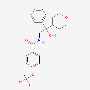 molecular formula C21H22F3NO4 B2640579 N-(2-hydroxy-2-phenyl-2-(tetrahydro-2H-pyran-4-yl)ethyl)-4-(trifluoromethoxy)benzamide CAS No. 2034239-36-4