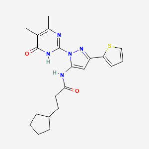 3-cyclopentyl-N-(1-(4,5-dimethyl-6-oxo-1,6-dihydropyrimidin-2-yl)-3-(thiophen-2-yl)-1H-pyrazol-5-yl)propanamide