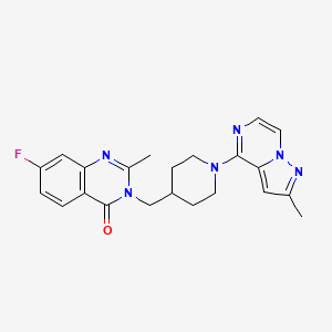 molecular formula C22H23FN6O B2640589 7-Fluoro-2-methyl-3-[[1-(2-methylpyrazolo[1,5-a]pyrazin-4-yl)piperidin-4-yl]methyl]quinazolin-4-one CAS No. 2415564-56-4