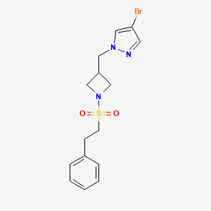 molecular formula C15H18BrN3O2S B2640596 4-Bromo-1-[[1-(2-phenylethylsulfonyl)azetidin-3-yl]methyl]pyrazole CAS No. 2415586-87-5
