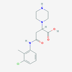 molecular formula C15H20ClN3O3 B2640611 4-((3-Chloro-2-methylphenyl)amino)-4-oxo-2-(piperazin-1-yl)butanoic acid CAS No. 900011-55-4