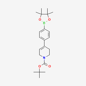 molecular formula C22H32BNO4 B2640615 (4-(1-(tert-Butoxycarbonyl)-1,2,3,6-tetrahydropyridin-4-yl)phenyl)boronic acid pinacol ester CAS No. 1187313-16-1