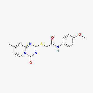 molecular formula C17H16N4O3S B2640631 N-(4-methoxyphenyl)-2-(8-methyl-4-oxopyrido[1,2-a][1,3,5]triazin-2-yl)sulfanylacetamide CAS No. 896329-90-1