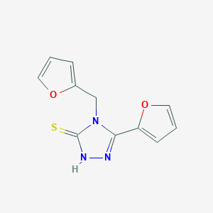 molecular formula C11H9N3O2S B2640636 5-(furan-2-yl)-4-(furan-2-ylmethyl)-4H-1,2,4-triazole-3-thiol CAS No. 324052-31-5