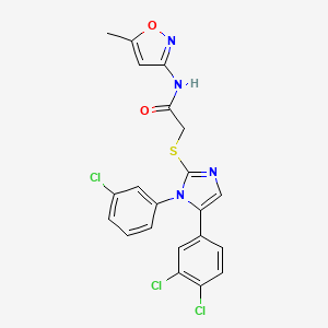 2-((1-(3-chlorophenyl)-5-(3,4-dichlorophenyl)-1H-imidazol-2-yl)thio)-N-(5-methylisoxazol-3-yl)acetamide