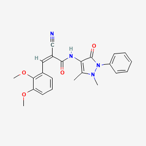 molecular formula C23H22N4O4 B2640642 (Z)-2-氰基-3-(2,3-二甲氧基苯基)-N-(1,5-二甲基-3-氧代-2-苯基吡唑-4-基)丙-2-烯酰胺 CAS No. 905656-99-7