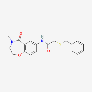2-(benzylthio)-N-(4-methyl-5-oxo-2,3,4,5-tetrahydrobenzo[f][1,4]oxazepin-7-yl)acetamide