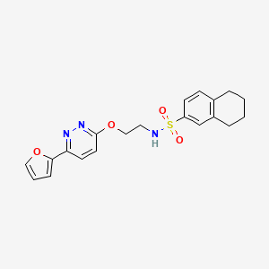 molecular formula C20H21N3O4S B2640651 N-(2-((6-(furan-2-yl)pyridazin-3-yl)oxy)ethyl)-5,6,7,8-tetrahydronaphthalene-2-sulfonamide CAS No. 920243-53-4