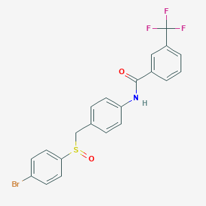 molecular formula C21H15BrF3NO2S B2640666 N-[4-[(4-bromophenyl)sulfinylmethyl]phenyl]-3-(trifluoromethyl)benzamide CAS No. 338398-80-4
