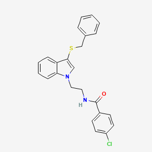 molecular formula C24H21ClN2OS B2640681 N-(2-(3-(苄硫代)-1H-吲哚-1-基)乙基)-4-氯苯甲酰胺 CAS No. 532972-23-9