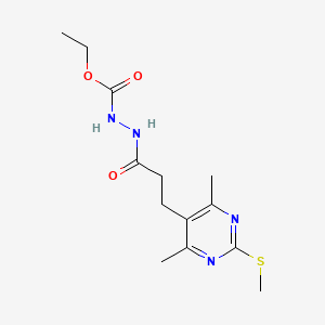 molecular formula C13H20N4O3S B2640689 3-[4,6-dimethyl-2-(methylsulfanyl)pyrimidin-5-yl]-N'-(ethoxycarbonyl)propanehydrazide CAS No. 1259107-30-6