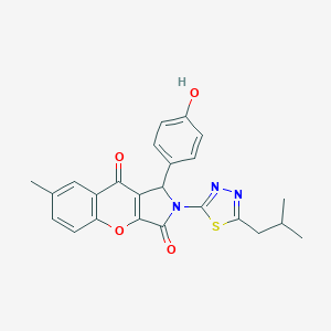 molecular formula C24H21N3O4S B264069 1-(4-Hydroxyphenyl)-2-(5-isobutyl-1,3,4-thiadiazol-2-yl)-7-methyl-1,2-dihydrochromeno[2,3-c]pyrrole-3,9-dione 