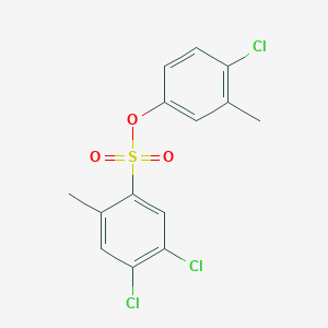 molecular formula C14H11Cl3O3S B2640692 4-Chloro-3-methylphenyl 4,5-dichloro-2-methylbenzene-1-sulfonate CAS No. 2361756-65-0