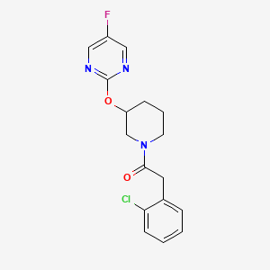 molecular formula C17H17ClFN3O2 B2640698 2-(2-Chlorophenyl)-1-(3-((5-fluoropyrimidin-2-yl)oxy)piperidin-1-yl)ethanone CAS No. 2034528-07-7