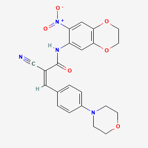 molecular formula C22H20N4O6 B2640707 (Z)-2-Cyano-3-(4-morpholin-4-ylphenyl)-N-(6-nitro-2,3-dihydro-1,4-benzodioxin-7-yl)prop-2-enamide CAS No. 869870-06-4
