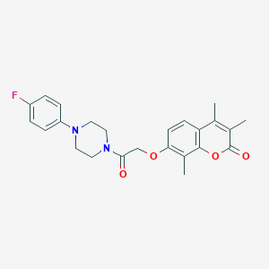 molecular formula C24H25FN2O4 B264071 7-{2-[4-(4-fluorophenyl)-1-piperazinyl]-2-oxoethoxy}-3,4,8-trimethyl-2H-chromen-2-one 