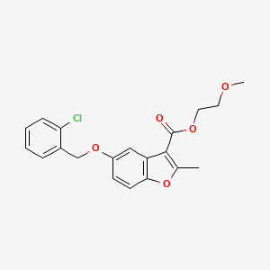molecular formula C20H19ClO5 B2640711 2-Methoxyethyl 5-[(2-chlorophenyl)methoxy]-2-methyl-1-benzofuran-3-carboxylate CAS No. 300674-56-0
