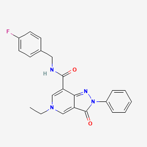 molecular formula C22H19FN4O2 B2640716 5-ethyl-N-(4-fluorobenzyl)-3-oxo-2-phenyl-3,5-dihydro-2H-pyrazolo[4,3-c]pyridine-7-carboxamide CAS No. 921880-86-6