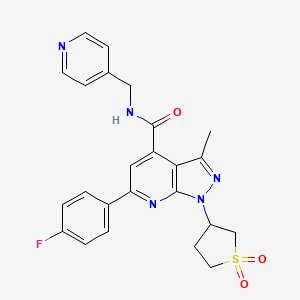 molecular formula C24H22FN5O3S B2640721 1-(1,1-dioxidotetrahydrothiophen-3-yl)-6-(4-fluorophenyl)-3-methyl-N-(pyridin-4-ylmethyl)-1H-pyrazolo[3,4-b]pyridine-4-carboxamide CAS No. 1021215-11-1