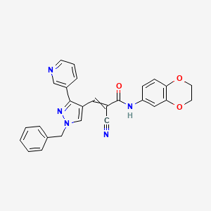 molecular formula C27H21N5O3 B2640723 3-[1-benzyl-3-(pyridin-3-yl)-1H-pyrazol-4-yl]-2-cyano-N-(2,3-dihydro-1,4-benzodioxin-6-yl)prop-2-enamide CAS No. 1007187-80-5