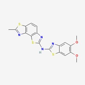 molecular formula C18H14N4O2S3 B2640733 N-(5,6-二甲氧基苯并[d]噻唑-2-基)-7-甲基苯并[1,2-d:3,4-d']双(噻唑)-2-胺 CAS No. 890951-70-9