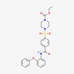 molecular formula C26H27N3O6S B2640734 Ethyl 4-[4-[(2-phenoxyphenyl)carbamoyl]phenyl]sulfonylpiperazine-1-carboxylate CAS No. 399001-29-7