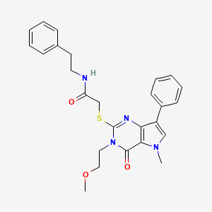 molecular formula C26H28N4O3S B2640735 2-((3-(2-甲氧基乙基)-5-甲基-4-氧代-7-苯基-4,5-二氢-3H-吡咯并[3,2-d]嘧啶-2-基)硫代)-N-苯乙基乙酰胺 CAS No. 1112036-04-0
