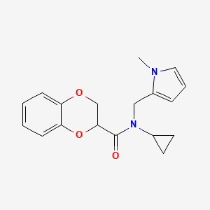 molecular formula C18H20N2O3 B2640736 N-cyclopropyl-N-((1-methyl-1H-pyrrol-2-yl)methyl)-2,3-dihydrobenzo[b][1,4]dioxine-2-carboxamide CAS No. 1286727-91-0