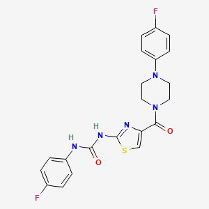 molecular formula C21H19F2N5O2S B2640746 1-(4-Fluorophenyl)-3-(4-(4-(4-fluorophenyl)piperazine-1-carbonyl)thiazol-2-yl)urea CAS No. 941968-68-9
