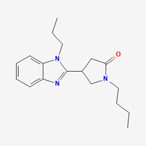 molecular formula C18H25N3O B2640750 1-Butyl-4-(1-propylbenzimidazol-2-yl)pyrrolidin-2-one CAS No. 912896-80-1