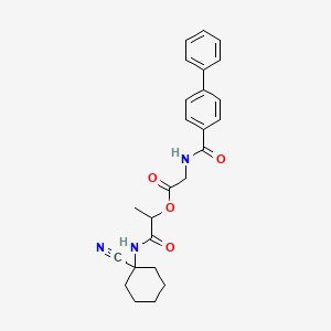 molecular formula C25H27N3O4 B2640752 1-[(1-Cyanocyclohexyl)carbamoyl]ethyl 2-({[1,1'-biphenyl]-4-yl}formamido)acetate CAS No. 1210414-76-8