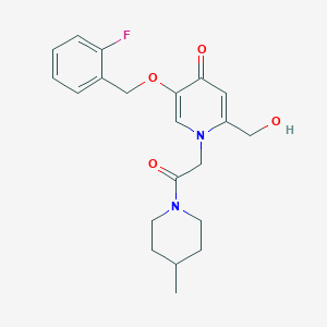 molecular formula C21H25FN2O4 B2640757 5-((2-fluorobenzyl)oxy)-2-(hydroxymethyl)-1-(2-(4-methylpiperidin-1-yl)-2-oxoethyl)pyridin-4(1H)-one CAS No. 946254-67-7
