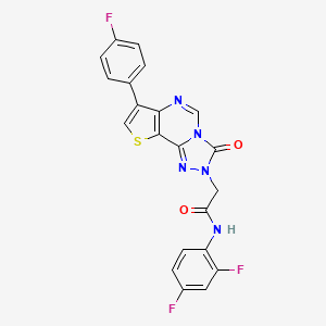 molecular formula C21H12F3N5O2S B2640766 2-[3-[3-(4-fluorophenyl)-1,2,4-oxadiazol-5-yl]-7-methyl-4-oxo-1,8-naphthyridin-1(4H)-yl]-N-(2-methoxy-5-methylphenyl)acetamide CAS No. 1019181-27-1
