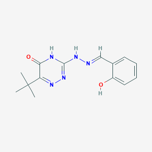 molecular formula C14H17N5O2 B2640769 (E)-6-(tert-butyl)-3-(2-(2-hydroxybenzylidene)hydrazinyl)-1,2,4-triazin-5(4H)-one CAS No. 539812-86-7