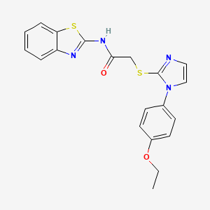 molecular formula C20H18N4O2S2 B2640774 N-(1,3-benzothiazol-2-yl)-2-[1-(4-ethoxyphenyl)imidazol-2-yl]sulfanylacetamide CAS No. 688336-44-9